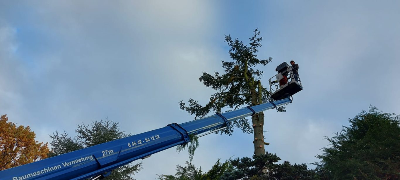 Arbeiten mit dem Hubsteiger Hubsteiger